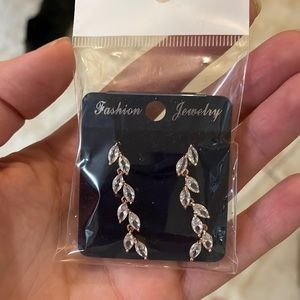 Dangling rose gold with diamond studs